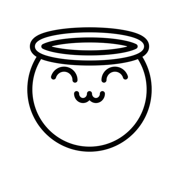 Engel-Emoji-Symbol, Linienstil — Stockvektor