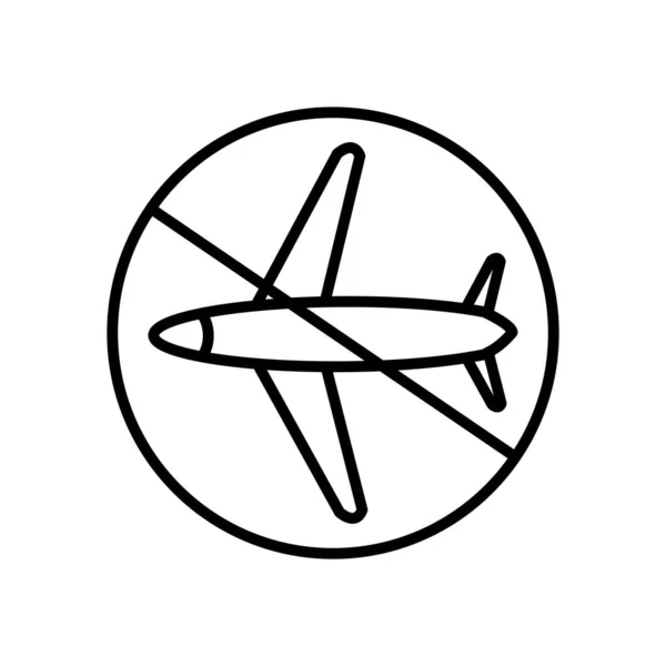 Symbole de vols interdits, panneau interdit avec icône de l'avion, style ligne — Image vectorielle