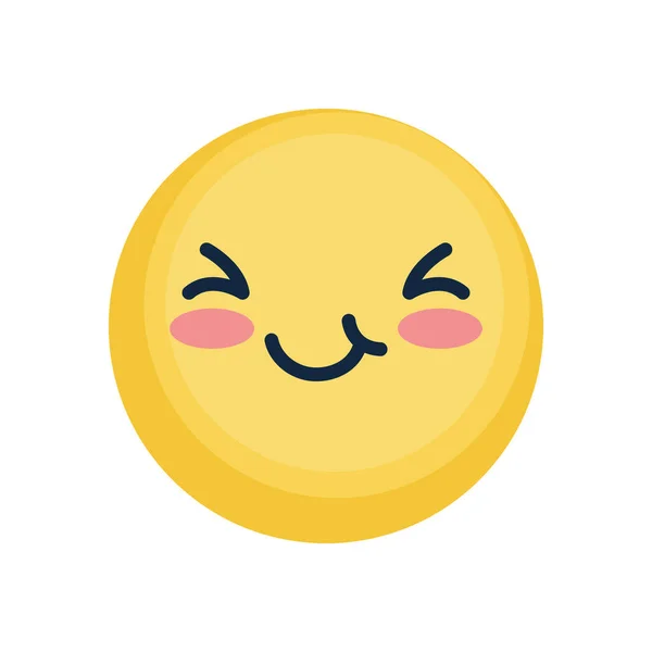 Rosto emoji sorridente com olhos sorridentes, estilo plano — Vetor de Stock