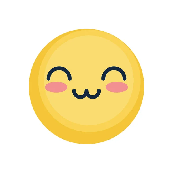 Happy emoji face icon, flat style — стоковый вектор