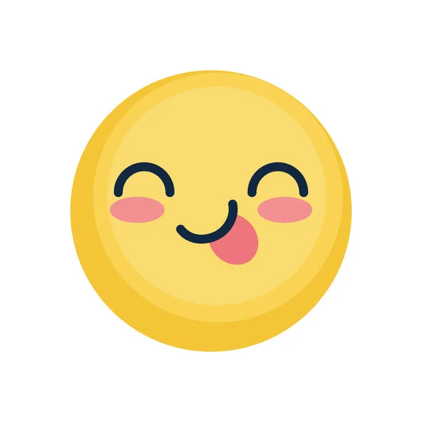 Emoji feliz con la lengua hacia fuera, estilo plano — Vector de stock