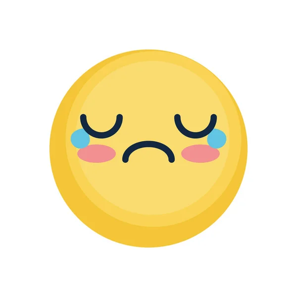 Sad emoji crying icon, flat style — Stock Vector