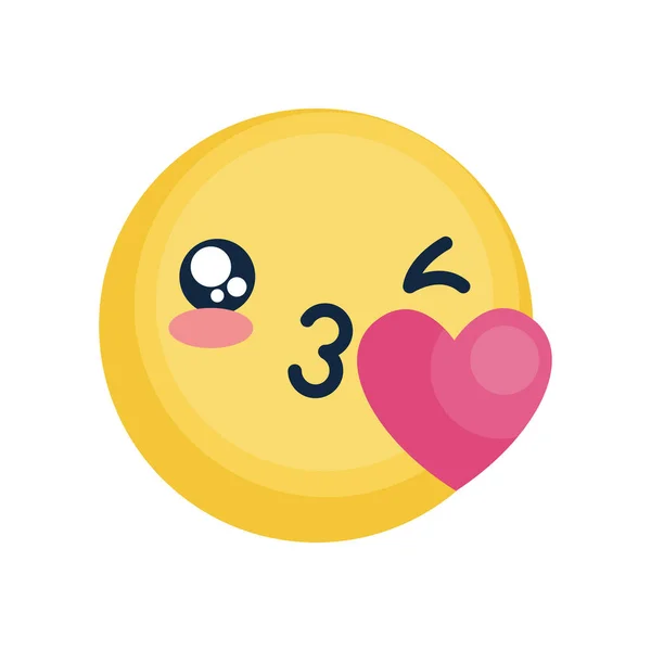 Emoji faccia soffiando un bacio icona, stile piatto — Vettoriale Stock