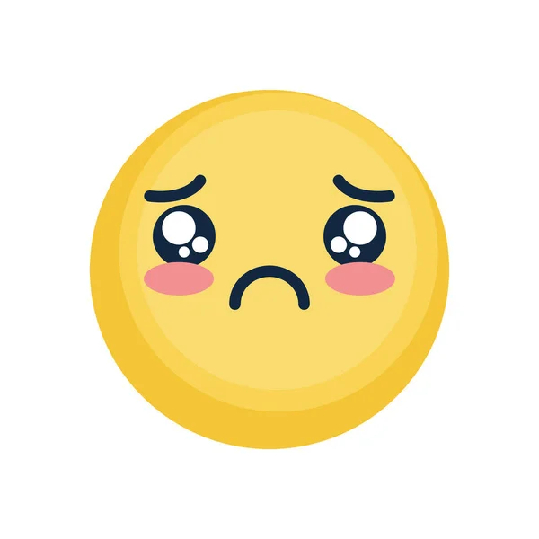 Carino triste icona emoji, stile piatto — Vettoriale Stock