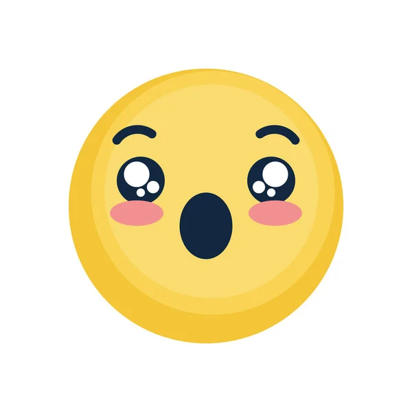 Şaşırmış yüz simgesine sahip emoji, düz stil — Stok Vektör