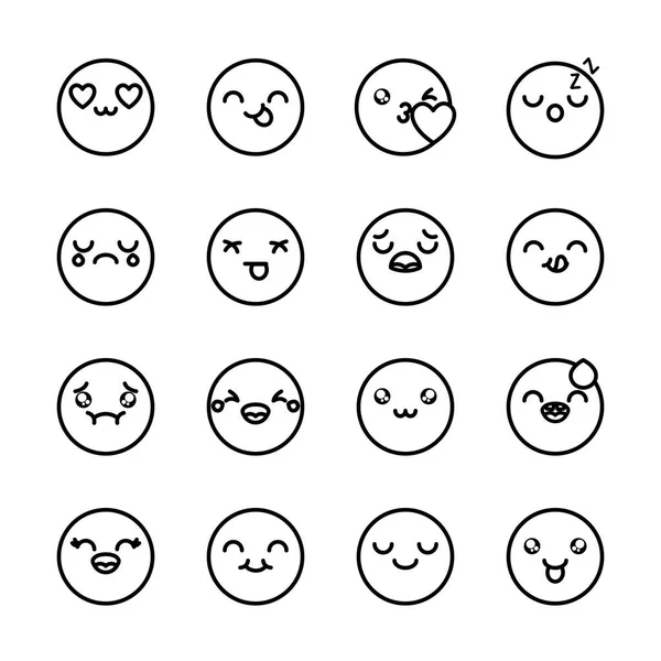 Nausea emoji e faccine emoji set di icone, stile linea — Vettoriale Stock