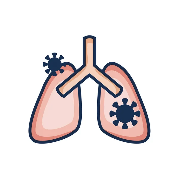 Ícone de pulmões doentes, estilo de cor de linha —  Vetores de Stock