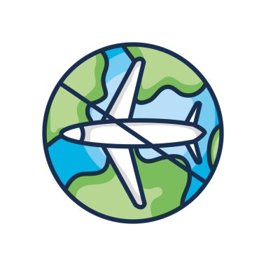 Yasaklı uçuş sembolü olan dünya gezegeni, çizgi renk biçimi