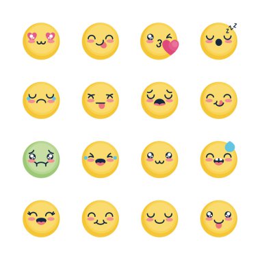 Mide bulantısı emojisi ve emoji simge seti, düz stil