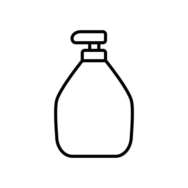 Concepto de la estancia en casa, manos jabón botella icono, estilo de línea — Vector de stock