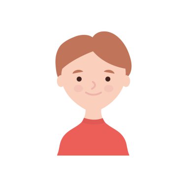 Çizgi film adamı gülümseyen ikon, düz stil