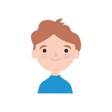 Çizgi filmci çocuk gülümseyen ikon, düz stil