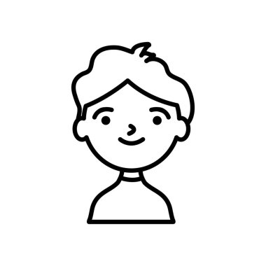 çizgi film çocuğu gülümseyen ikon, çizgi tarzı