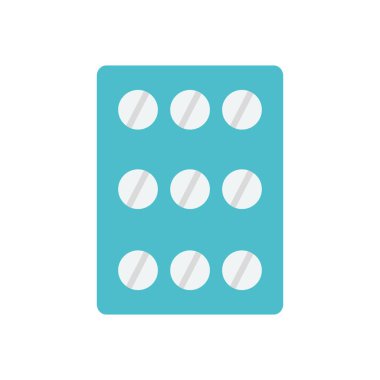 İlaç hapları kabarcık simgesi, düz stil