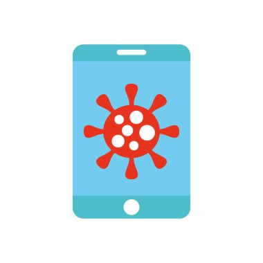 Yayılma konseptini durdur, Coronavirus sembollü akıllı telefon, düz stil