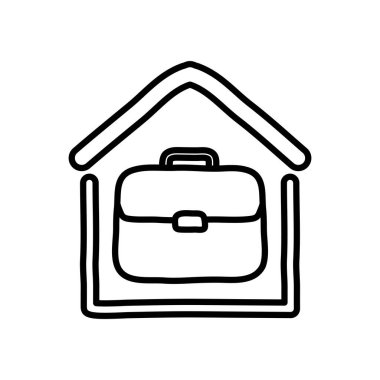 Ev sembolünde çalışmak, iş portföyü simgesi olan ev, satır biçimi