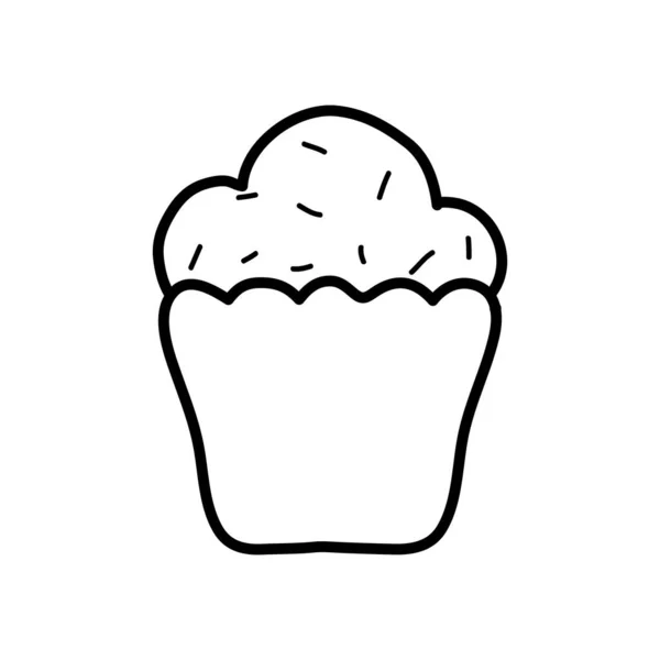 Icône cupcake sucré, style ligne — Image vectorielle