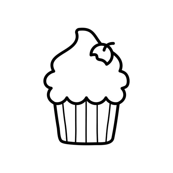 Icône cupcake sucré, style ligne — Image vectorielle