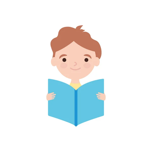 Καρτούν άνθρωπος ανάγνωση ένα εικονίδιο του βιβλίου, επίπεδη στυλ — Διανυσματικό Αρχείο