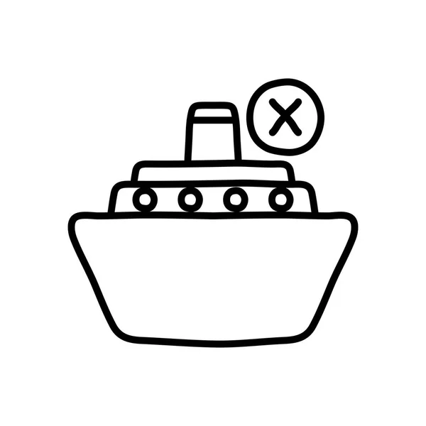 배의 상징, 배의 아이콘을 가진 차, 라인 스타일로 수송하는 것 이 금지되어 있습니다. — 스톡 벡터