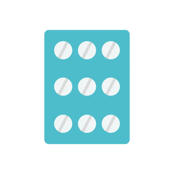 Léky pilulky puchýře ikona, plochý styl — Stockový vektor