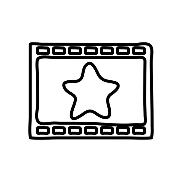 Bande de film avec icône étoile, style ligne — Image vectorielle