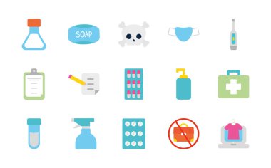 test tüpü ve yayılmış simge setini durdur, düz stil