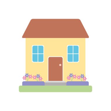 bahçe simgesi olan ev, düz stil