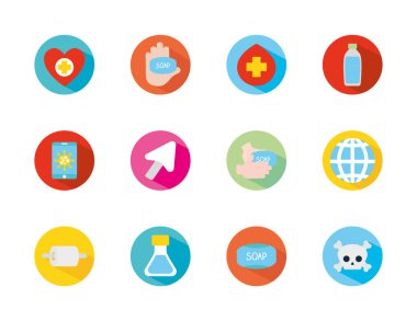 Tıbbi haç ve yayılmış simge setini durdurun, düz stili engelleyin