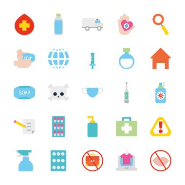 kafatası ve yayılmış simge setini durdur, düz stil