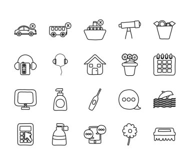 ev ve Quarentine simgesi seti, satır biçimi