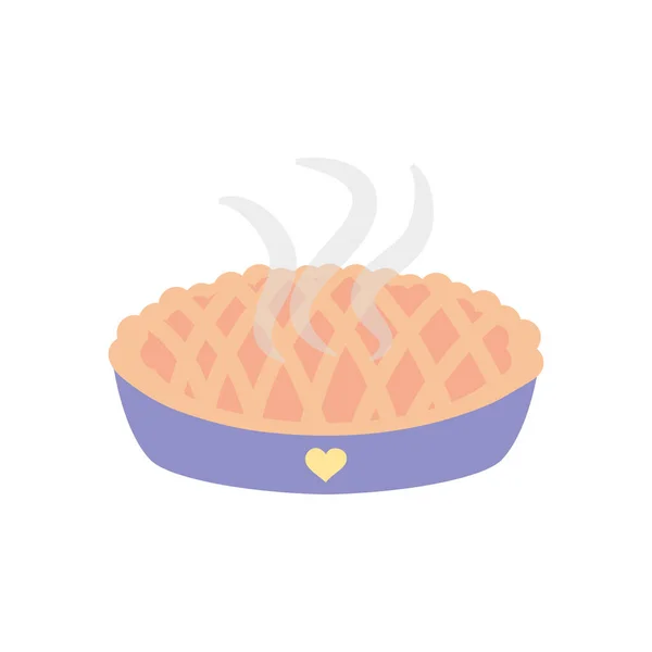 Icône de tarte aux pommes chaude, style plat — Image vectorielle