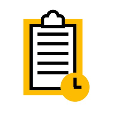 Pano ve kronometre simgesi, yarım çizgi yarı renk biçimi