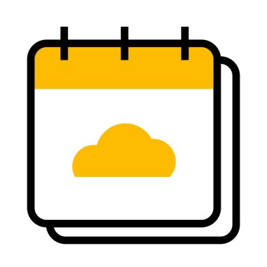 Bulut depolama simgesine sahip takvim, yarı satır yarı renk