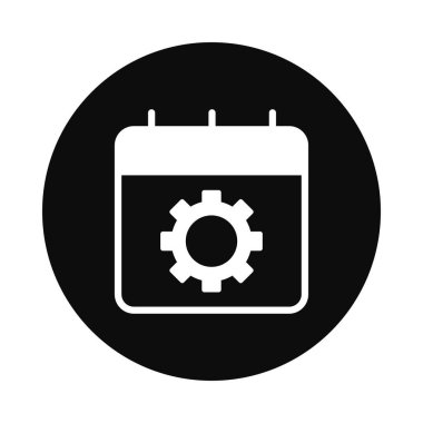 Dişli tekeri simgesi olan takvim, blok biçimi