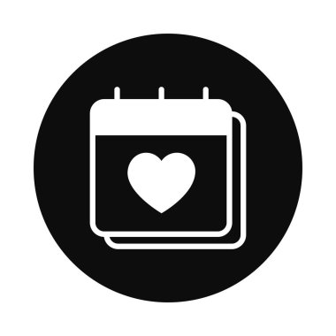 Kalp simgesi olan takvim, blok biçimi