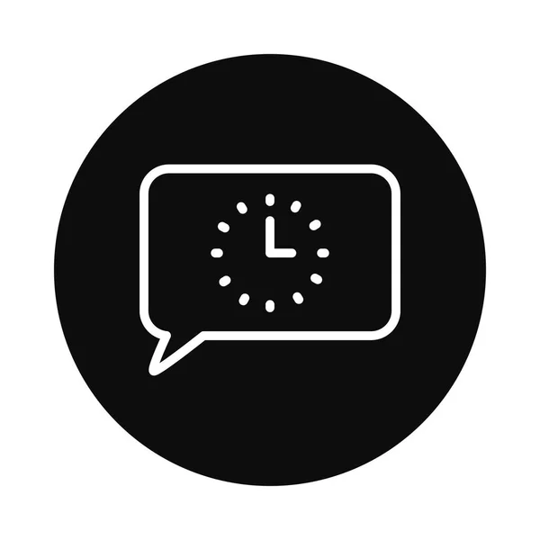 Burbuja de voz con icono de reloj, estilo de bloque — Vector de stock