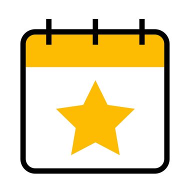 Yıldız simgesine sahip takvim, yarı renk yarı çizgi biçimi