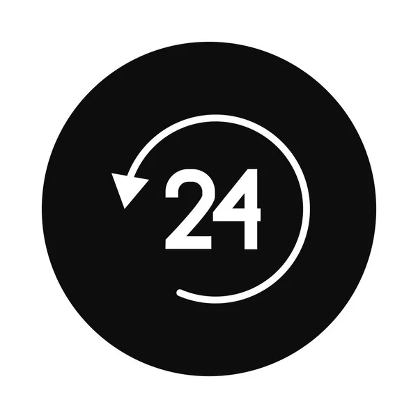 24 ώρες υπηρεσία σύμβολο και βέλος εικονίδιο, στυλ μπλοκ — Διανυσματικό Αρχείο