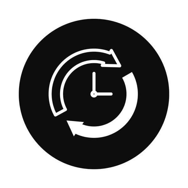 Reloj con icono de flechas de sincronización, estilo de bloque — Archivo Imágenes Vectoriales