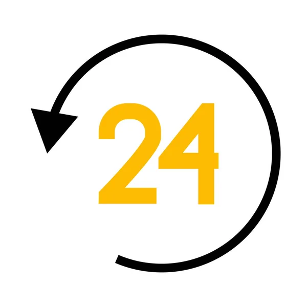 Símbolo de servicio 24 horas e icono de flecha, mitad línea medio color estilo — Vector de stock