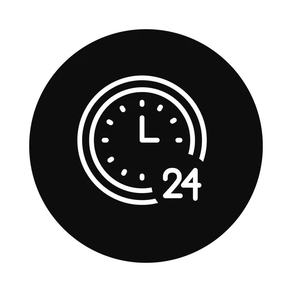 Hodiny s ikonou 24 čísel, styl bloku — Stockový vektor