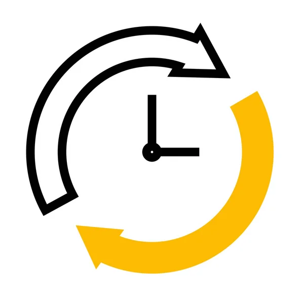 Reloj con el icono de las flechas de sincronización, medio color medio estilo de línea — Vector de stock