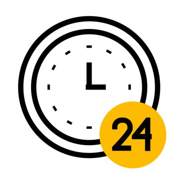 24 sayı simgesine sahip saat, yarı renk yarı çizgi biçimi
