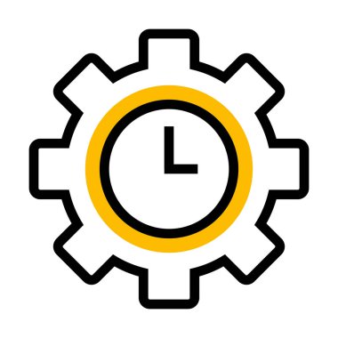 Vites biçimi simgesi olarak saat, yarı çizgi yarı renk