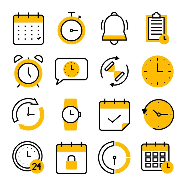 Stopwatch and time icon set, half color half line style Vector Graphics