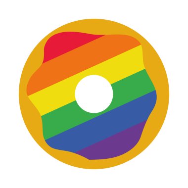 Gurur konsepti, renkli çörek simgesi, düz stil