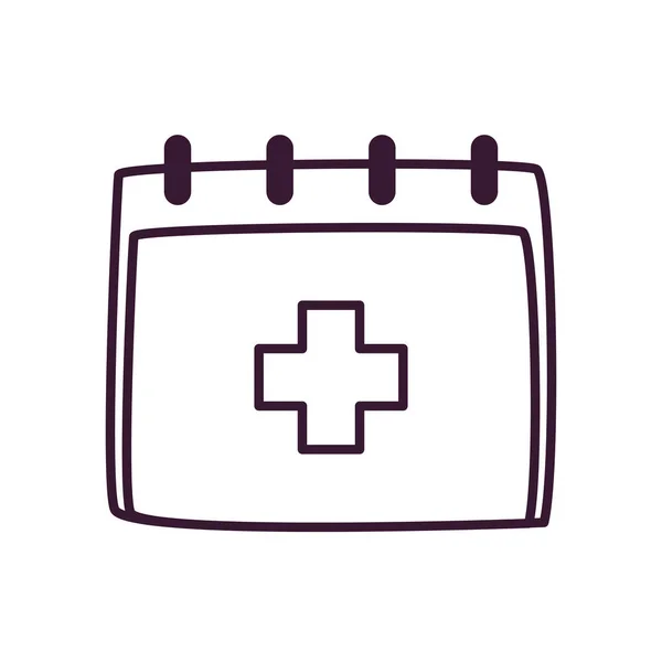 Medical cross inside calendar line style icon vector design — Stock Vector
