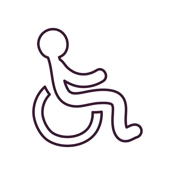 Avatar en silla de ruedas línea de estilo icono de diseño de vectores — Vector de stock