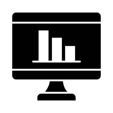 çevrimiçi öğrenme kavramı, grafik çubuğu resim simgesi olan bilgisayar, siluet biçimi